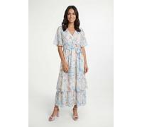 Wallis Women's Floral Print Ruffle MAXI Dress in Ivory | Size: 14 Wallis Ivory 14