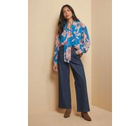 Wallis Women's Floral Print Tie Neck Blouse in Teal | Size: 12 Wallis Teal 12