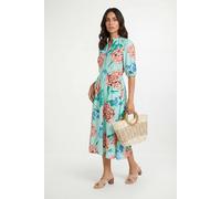 Wallis Women's Floral Puff Sleeve Pintuck Midi Dress in Mint | Size: 10 Wallis Mint 10