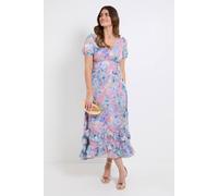 Wallis Women's Floral Satin Ruffle Hem Midaxi Dress in Rose | Size: 10 Wallis Rose 10
