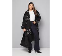 Wallis Women's Floral Three Button Collared Coat in Black | Size: 12 Wallis Black 12