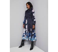 Wallis Women's Floral Tie Back Midi Shirt Dress in Navy | Size: 12 Wallis Navy 12