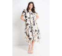 Wallis Women's Floral Tie Neck Midi Dress in Ivory | Size: 16 Wallis Ivory 16