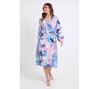 Wallis Women's Floral Wrap Midi Dress in Blue | Size: 10 Wallis Blue 10