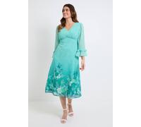 Wallis Women's Flute Sleeve Midi Dress in Green | Size: 18 Wallis Green 18