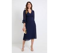 Wallis Women's Flute Sleeve Midi Dress in Navy | Size: 14 Wallis Navy 14