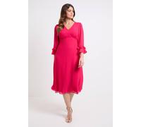 Wallis Women's Flute Sleeve Midi Dress in Pink | Size: 10 Wallis Pink 10