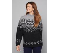 Wallis Women's Funnel Neck Fairisle Jumper in Black | Size: Medium Wallis Black M