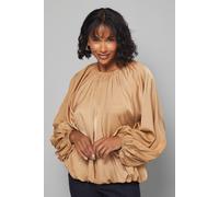Wallis Women's Gathered Puff Hem Blouse in Camel | Size: 20 Wallis Camel 20