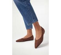 Wallis Women's Gemma Faux Suede Pointed Toe Flats in Chocolate | Size: 7 Wallis Chocolate 7