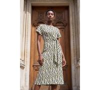 Wallis Women's Geo Jersey Knot Side Column Midi Dress in Khaki | Size: 14 Wallis Khaki 14