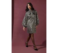 Wallis Women's Glitter Spot Tie Neck Shift Dress in Gold | Size: 14 Wallis Gold 14