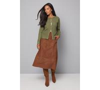 Wallis Women's Gold Button Knitted Cardigan in Khaki | Size: XL Wallis Khaki XL