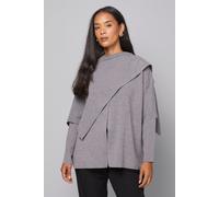 Wallis Women's Grey Scarf Detail Knitted Cape | Size: Large Wallis Grey L