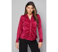 Wallis Women's Hammered Satin Ruched Shirt in Pink | Size: 18 Wallis Pink 18
