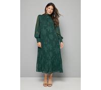 Wallis Women's High Neck Jacquard Tie Back Midi Dress in Teal | Size: 14 Wallis Teal 14