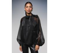 Wallis Women's Hotfix Organza Tie Neck Blouse in Black | Size: 10 Wallis Black 10
