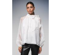 Wallis Women's Hotfix Organza Tie Neck Blouse in White | Size: 16 Wallis White 16