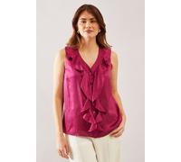Wallis Women's Hotfix Ruffle Sleeveless Blouse in Magenta | Size: 12 Wallis Magenta 12