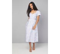 Wallis Women's Jacquard Seam Detail Midi Dress in Blue | Size: 12 Wallis Blue 12