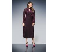 Wallis Women's Jersey Devore High Neck Ruched Midi Dress in Berry | Size: 10 Wallis Berry 10