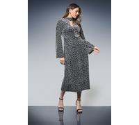 Wallis Women's Jersey Devore High Neck Ruched Midi Dress in Silver | Size: 18 Wallis Silver 18