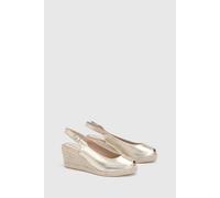 Wallis Josie Faux Metallic Leather Peeptoe Slingback Medium Espadrille Wedge Sandals In Gold gold 8