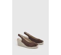 Wallis Women's Josie Faux Suede Peeptoe Slingback Medium Espadrille Wedge Sandals in Brown | Size: 5 Wallis Brown 5