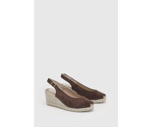 Wallis Women's Josie Faux Suede Peeptoe Slingback Medium Espadrille Wedge Sandals in Brown | Size: 5 Wallis Brown 5