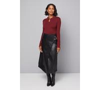 Wallis Women's Keyhole Collared Knitted Top in Red | Size: Small Wallis Red S