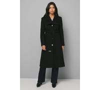 Wallis Women's Knitted Collar Button Through Wrap Coat in Black | Size: 10 Wallis Black 10