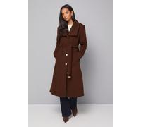 Wallis Women's Knitted Collar Button Through Wrap Coat in Chocolate | Size: 12 Wallis Chocolate 12