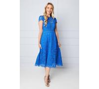 Wallis Women's Lace Fit & Flare Midi Dress in Blue | Size: 18