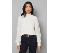 Wallis Women's Lace Insert High Neck Blouse in Ivory | Size: 16 Wallis Ivory 16