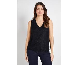 Wallis Women's Lace Pleat Detail Sleeveless Cami Top in Black | Size: 12 Wallis Black 12