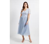 Wallis Women's Lace Pleated Midi Dress in Blue | Size: 12 Wallis Blue 12