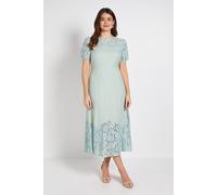 Wallis Women's Lace Puff Sleeve Midi Dress in Sage | Size: 12 Wallis Sage 12