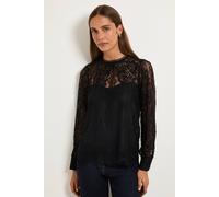 Wallis Women's Lace Scallop Hem Blouse in Black | Size: 16 Wallis Black 16