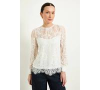 Wallis Women's Lace Scallop Hem Blouse in Ivory | Size: 12 Wallis Ivory 12