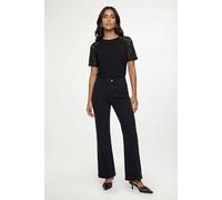 Wallis Women's Lace Short Sleeve Jersey Top in Black | Size: 18 Wallis Black 18