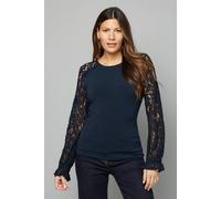 Wallis Women's Lace Sleeve Jersey Top in Navy | Size: 20 Wallis Navy 20