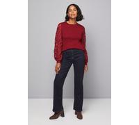 Wallis Women's Lace Sleeve Knitted Jumper in Berry | Size: Large Wallis Berry L