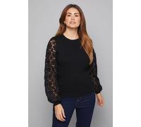 Wallis Women's Lace Sleeve Knitted Jumper in Black | Size: Large Wallis Black L