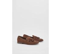Wallis Laptice Faux Suede Bow Detail Trim Loafers, 4, Chocolate