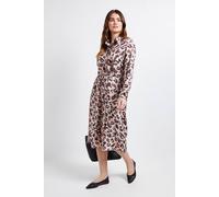 Wallis Women's Leopard Collared Button Through Shirt Dress in Natural | Size: 10 Wallis Natural 10