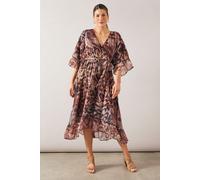 Wallis Women's Leopard Drop Hem Frill Midi Dress in Black | Size: 10 Wallis Black 10
