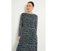 Wallis Women's Leopard Mesh Midi Dress in Mono | Size: 8 Wallis Mono 8