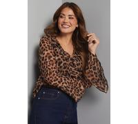 Wallis Women's Leopard Print Ruffle Detail Blouse in Black | Size: 20 Wallis Black 20