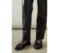 Wallis Women's Lineka Faux Leather Metal Snaffle Smart Loafers in Black | Size: 8 Wallis Black 8