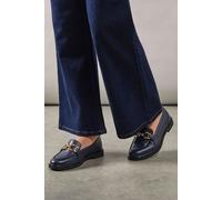 Wallis Women's Lineka Faux Leather Metal Snaffle Smart Loafers in Navy | Size: 5 Wallis Navy 5